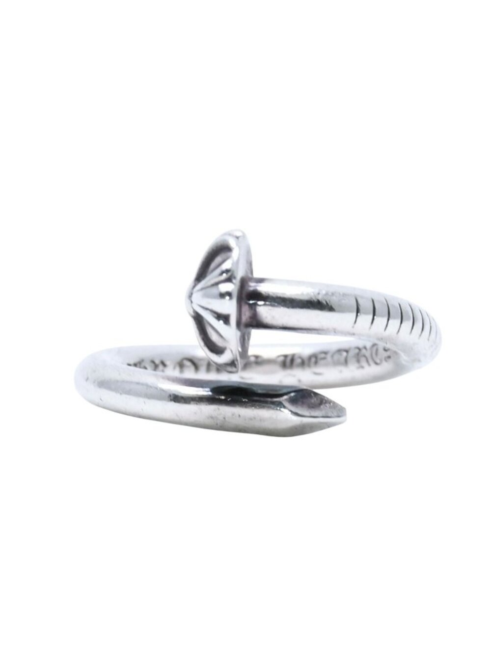 Chrome Hearts Nail Ring Cross Ball 925 Sterling Silver - Gem